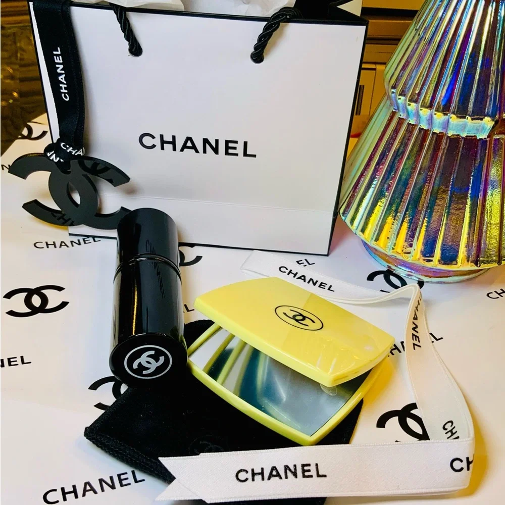 Chanel Compact Mirror W/Retractable Brush